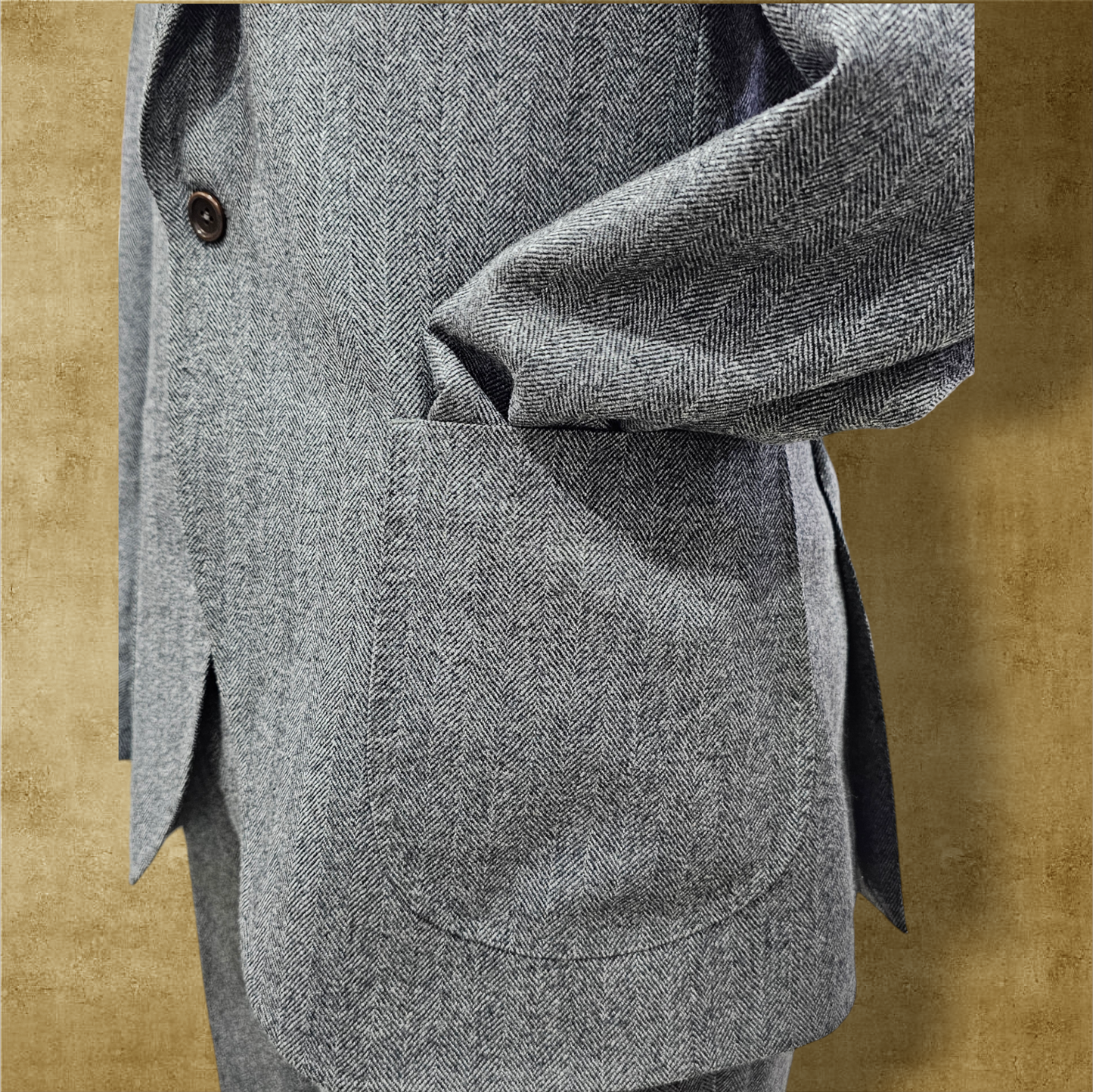 HERRINGBONE PEAK LAPEL JACKET