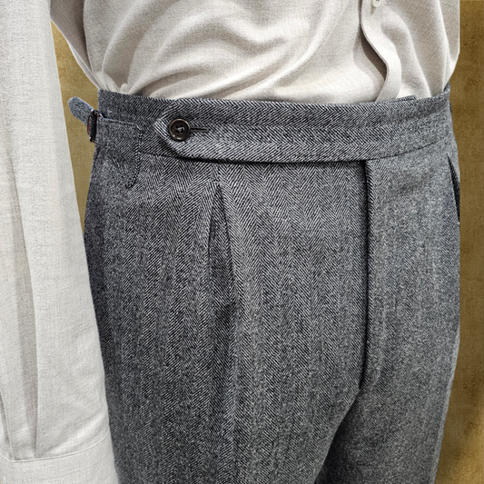 HERRINGBONE WOOL TROUSERS